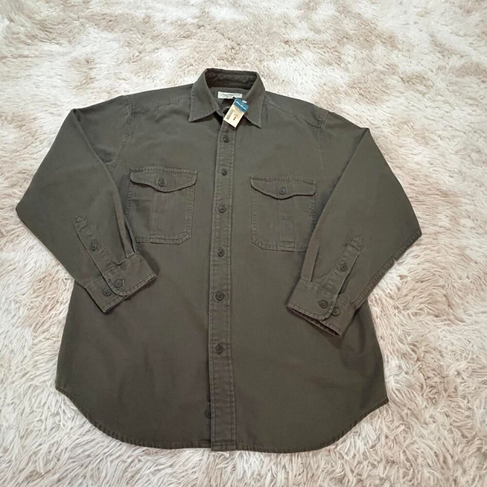 Eddie-bauer Men's Green and Brown Shirt